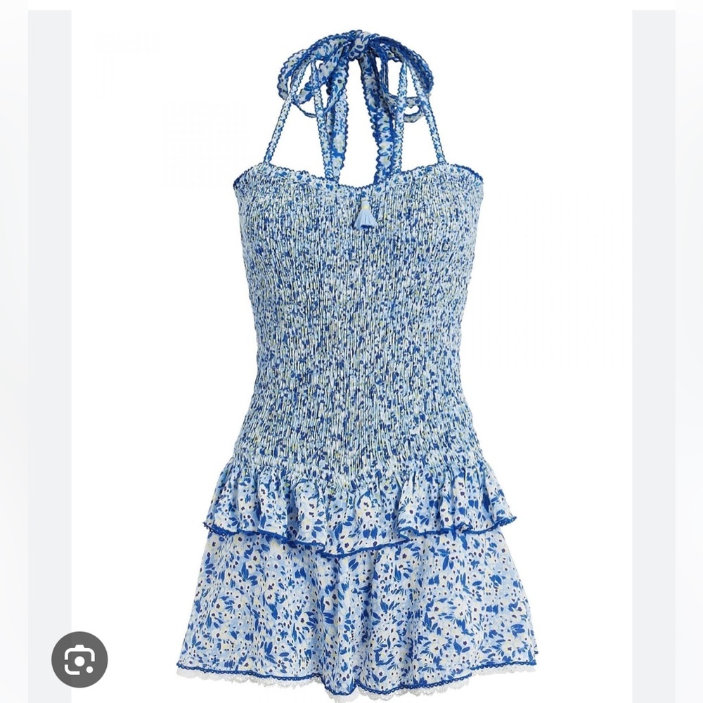 Poupette St Barth Yoana Blue Floral Dress / Romper Coverup - Small
